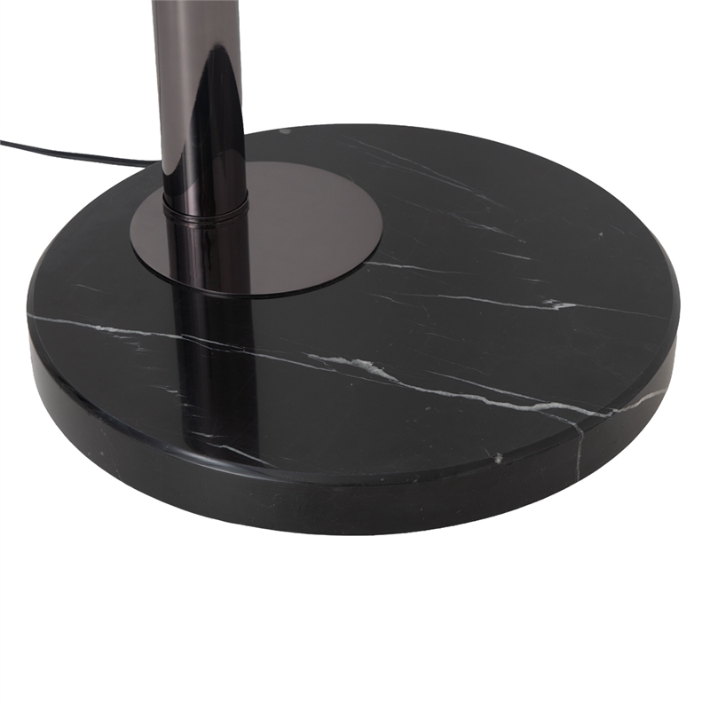 Bloom 3-Light Arc Floor Lamp in Black Nickel with White Satin Drum Shades