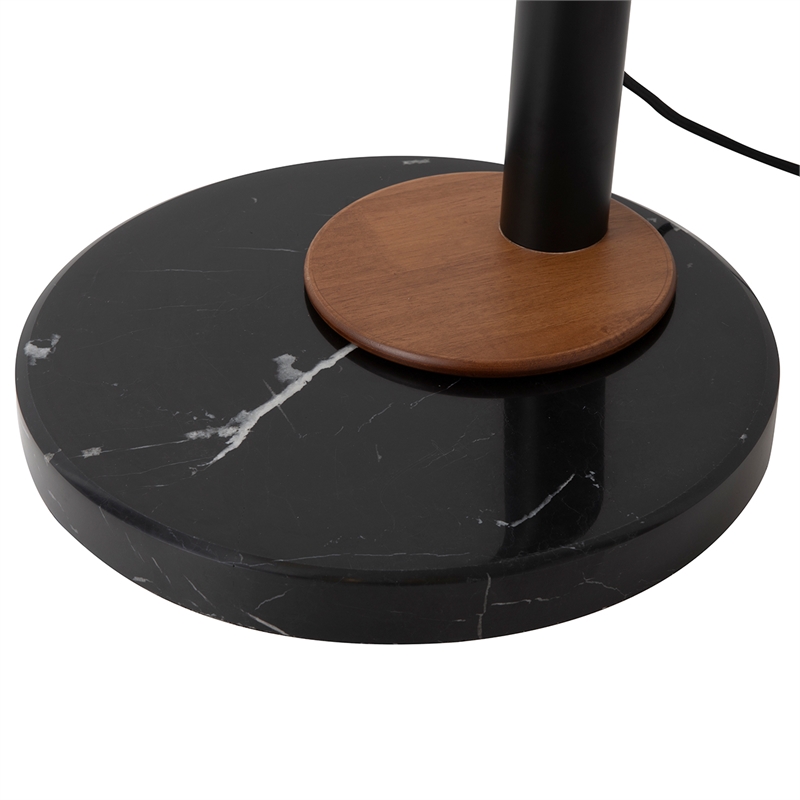 Lodi 1-Light Arc Floor Lamp - Black Walnut Gold Leaf Marble Base Dimmer