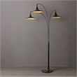 Lodi 3-Light Arc Floor Lamp - Black Walnut Gold Leaf Marble Base Dimmer
