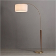 Scalloped 1-Light Arc Floor Lamp - Walnut Brass Linen Shade Dimmer
