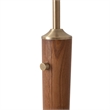 Scalloped 1-Light Arc Floor Lamp - Walnut Brass Linen Shade Dimmer