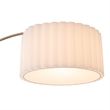 Scalloped 1-Light Arc Floor Lamp - Walnut Brass Linen Shade Dimmer