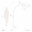Scalloped 1-Light Arc Floor Lamp - Walnut Brass Linen Shade Dimmer