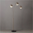 Triple 3-Light Arc Floor Lamp - Satin Nickel Marble Base Dimmer