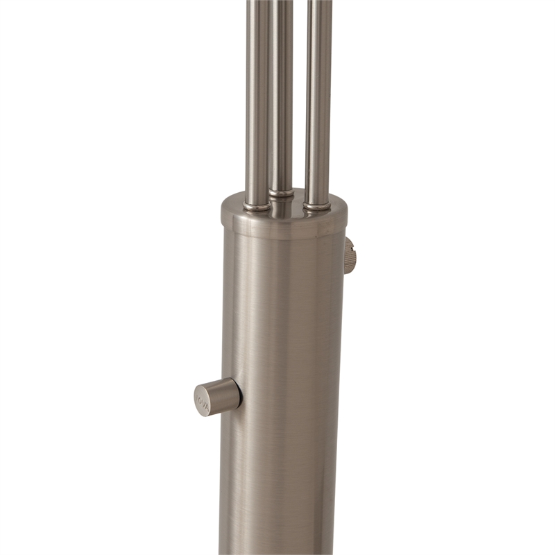 Triple 3-Light Arc Floor Lamp - Satin Nickel Marble Base Dimmer