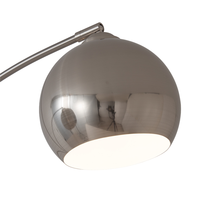 Triple 3-Light Arc Floor Lamp - Satin Nickel Marble Base Dimmer