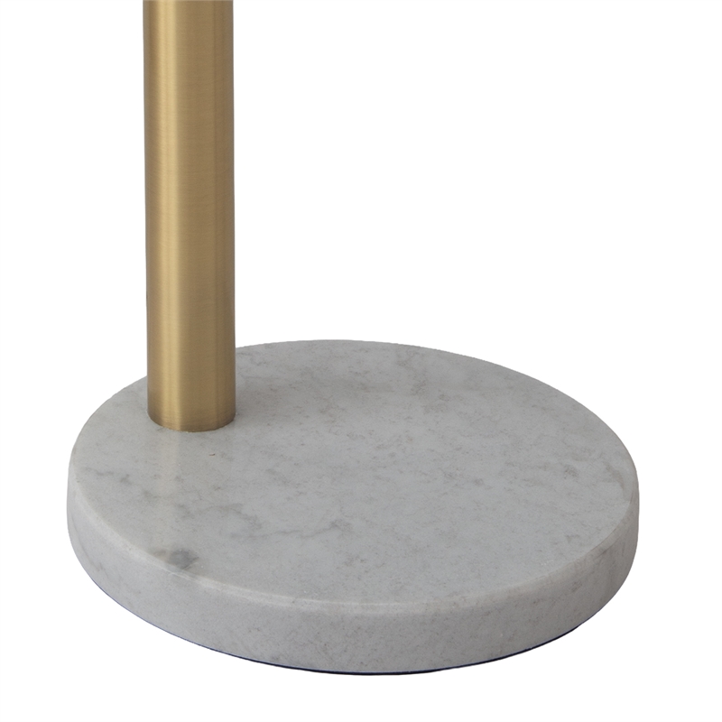 Triplet 3-Light Arc Floor Lamp - Brass White Marble Base Dimmer