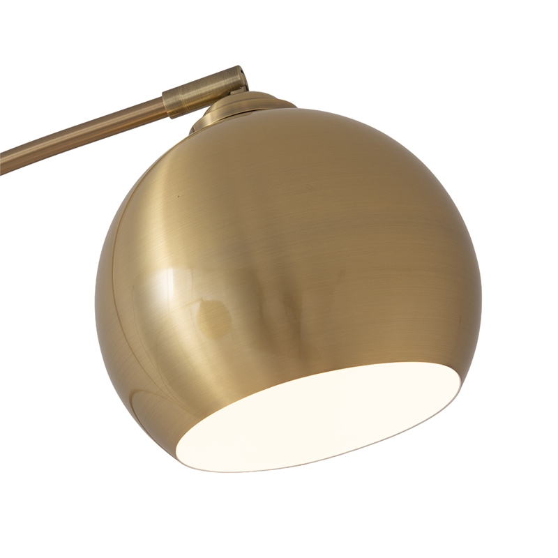 Triplet 3-Light Arc Floor Lamp - Brass White Marble Base Dimmer