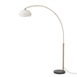 Morelli Simple Arc Floor Lamp - Weathered Brass Matte Black Marble Base Dimmer Switch