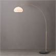 Morelli Simple Arc Floor Lamp - Weathered Brass Matte Black Marble Base Dimmer Switch