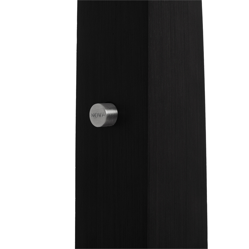 Taper 1-Light Arc Floor Lamp - Black Wood Nickel Cotton Shade Dimmer