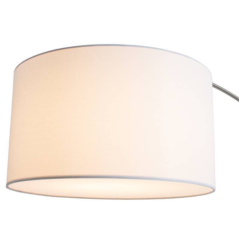 Taper 1-Light Arc Floor Lamp - Black Wood Nickel Cotton Shade Dimmer