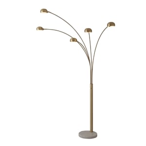 Mushroom 5-Light Arc Floor Lamp - Brass White Marble Base Dimmer