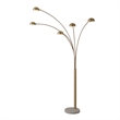 Mushroom 5-Light Arc Floor Lamp - Brass White Marble Base Dimmer