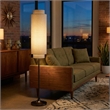 Lollipop Floor Lamp - Black Nickel Cashmere Gray Linen Double Shade On Off Pull Chain
