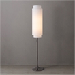 Lollipop Floor Lamp - Black Nickel White Linen Double Shade On/Off Pull Chain