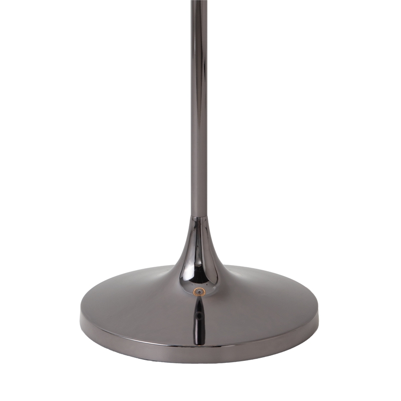 Lollipop Floor Lamp - Black Nickel White Linen Double Shade On/Off Pull Chain