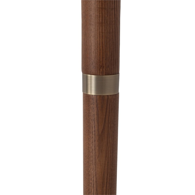 Scalloped Floor Lamp - Walnut Weathered Brass White Linen On/Off Pull Chain