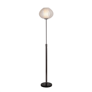 Bloom Torchiere Floor Lamp - Black Nickel Black Marble Base White Satin Shade Dimmer
