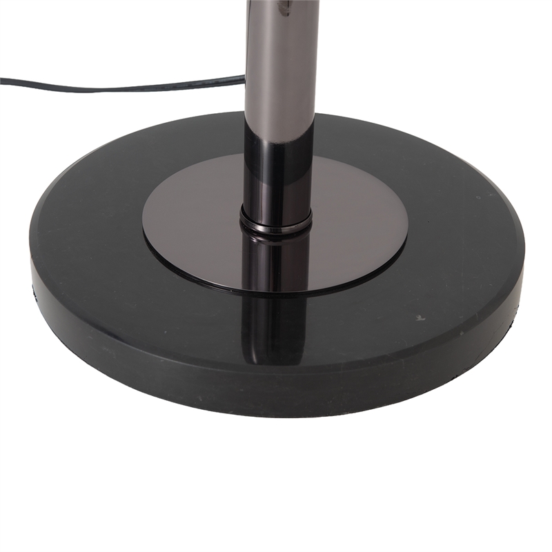 Bloom Torchiere Floor Lamp - Black Nickel Black Marble Base White Satin Shade Dimmer
