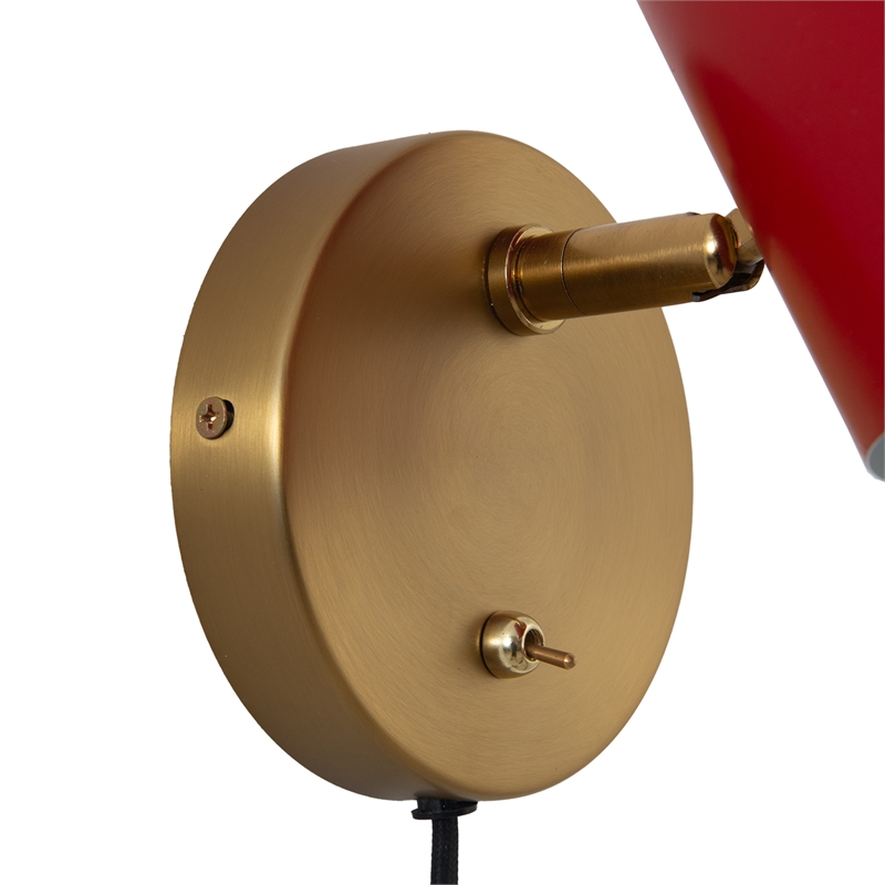 Culver Wall Sconce - Crimson Red Plug-in On/Off Toggle Switch