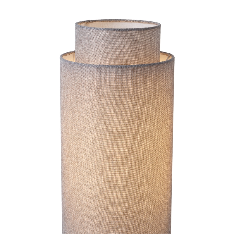 Lollipop Table Lamp - Black Nickel Cashmere Gray Linen Shade On/Off Pull Chain
