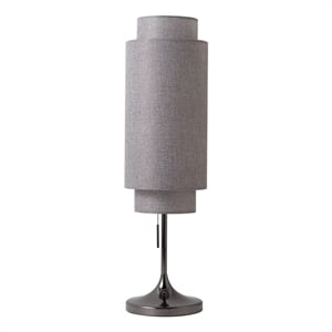 Lollipop Table Lamp - Black Nickel Cashmere Gray Linen Shade On/Off Pull Chain