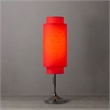 Lollipop Table Lamp - Black Nickel Crimson Red Linen Double Shade On/Off Pull Chain