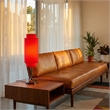 Lollipop Table Lamp - Black Nickel Crimson Red Linen Double Shade On/Off Pull Chain