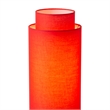 Lollipop Table Lamp - Black Nickel Crimson Red Linen Double Shade On/Off Pull Chain