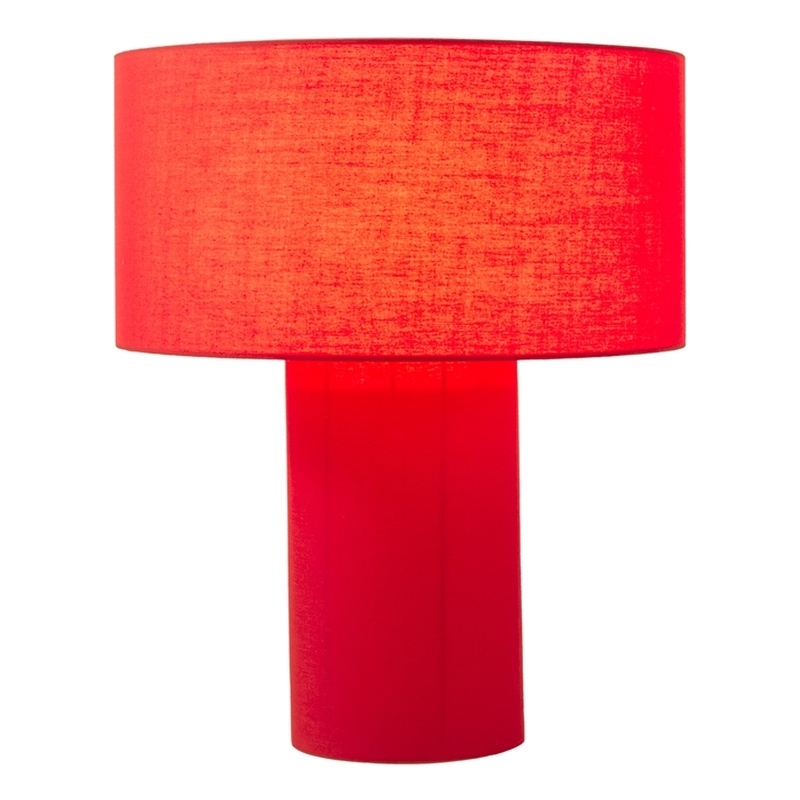 Moonlight Table Lamp - Crimson Red Linen Shade Dimmer Switch