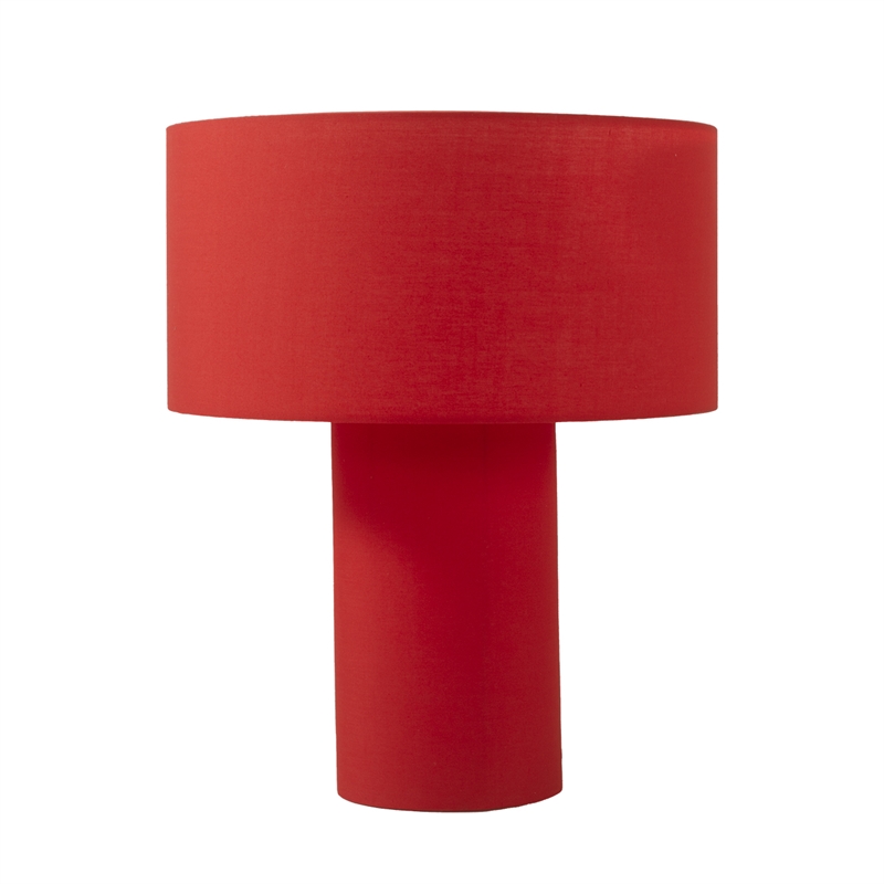Moonlight Table Lamp - Crimson Red Linen Shade Dimmer Switch
