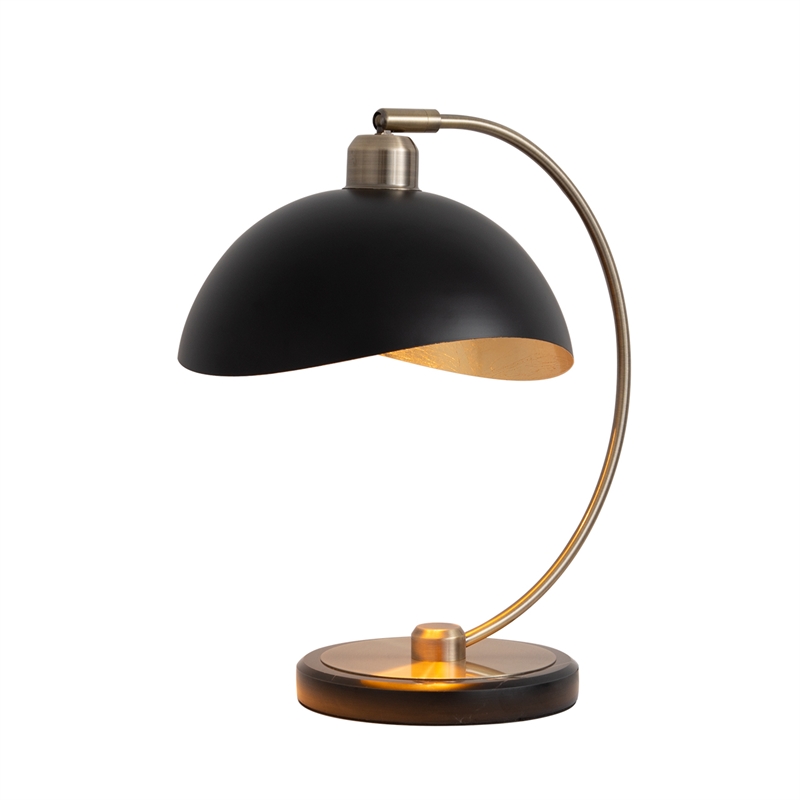 Luna Bella Mini Accent Table Lamp - Brass Black Marble Base Dimmer Switch