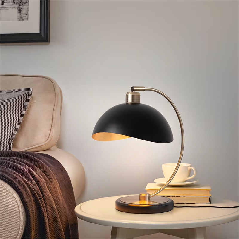 Luna Bella Mini Accent Table Lamp - Brass Black Marble Base Dimmer Switch