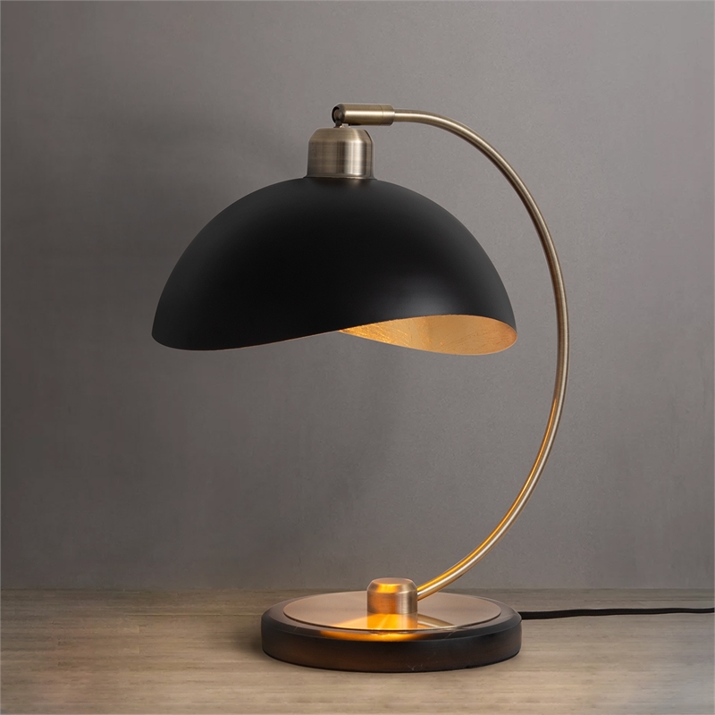 Luna Bella Mini Accent Table Lamp - Brass Black Marble Base Dimmer Switch