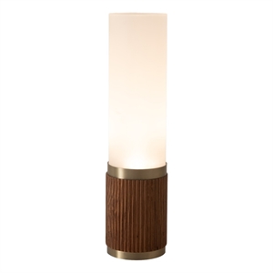 Tambo Cylindro 18&quot Petite Accent Table Lamp - Dark Walnut Weathered Brass Frosted Acrylic Dimmer Switch