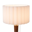 Scalloped Table Lamp - Walnut Weathered Brass White Linen On/Off Pull Chain