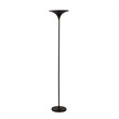 Lodi Torchiere Floor Lamp - Black Gold Leaf Shade Walnut Marble Base Foot Dimmer