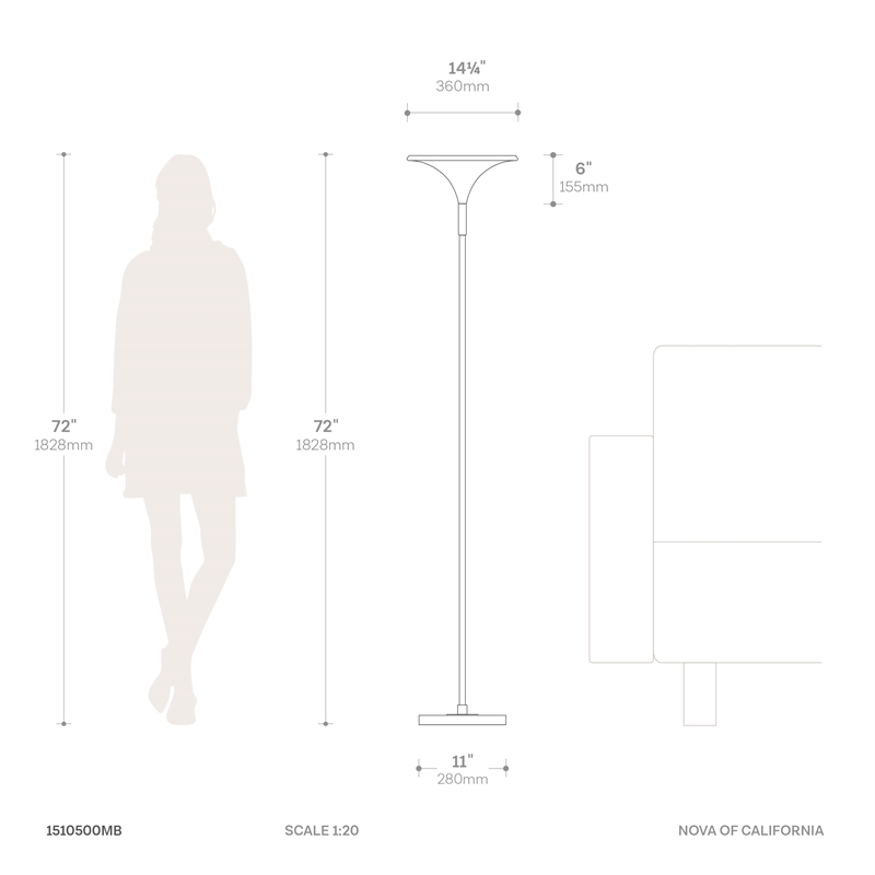 Lodi Torchiere Floor Lamp - Black Gold Leaf Shade Walnut Marble Base Foot Dimmer