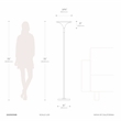Lodi Torchiere Floor Lamp - Black Gold Leaf Shade Walnut Marble Base Foot Dimmer