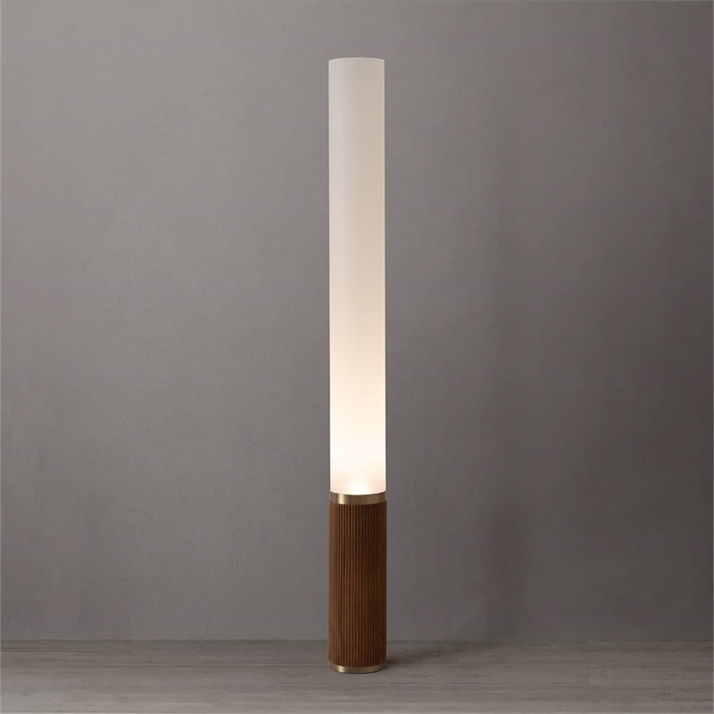 Tambo Cylindro Accent Floor Lamp in Dark Walnut and Weathered Brass