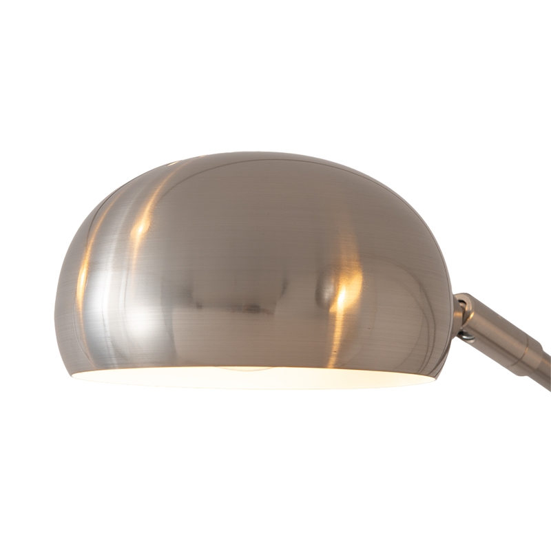 Mushroom 5-Light Arc Floor Lamp - Satin Nickel Black Marble Base Dimmer