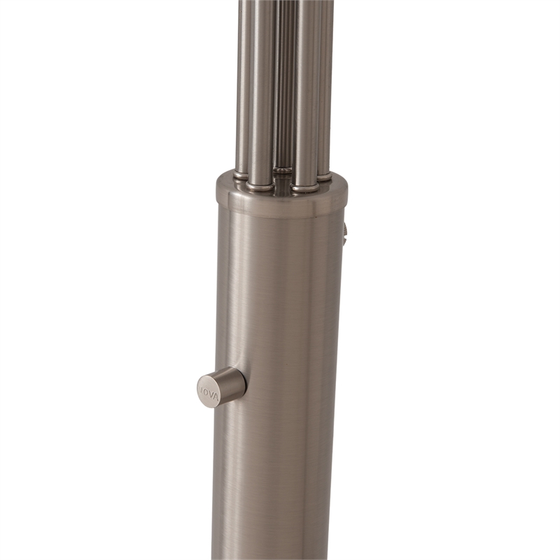 Mushroom 5-Light Arc Floor Lamp - Satin Nickel Black Marble Base Dimmer