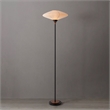 Roswell Torchiere Floor Lamp - Matte Black Walnut Washi Shade Marble Base Dimmer