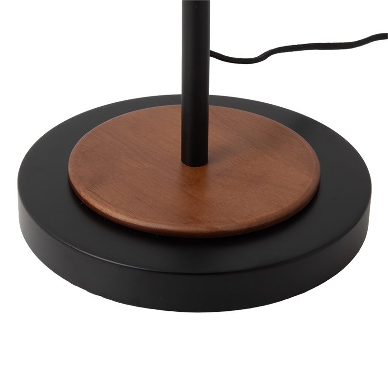 Roswell Torchiere Floor Lamp - Matte Black Walnut Washi Shade Marble Base Dimmer