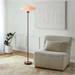 Roswell Torchiere Floor Lamp - Matte Black Walnut Washi Shade Marble Base Dimmer