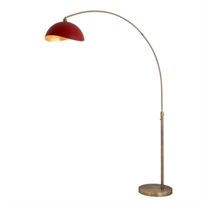 Luna Bella Arc Floor Lamp - Red Finish Black Marble Base Dimmer Switch