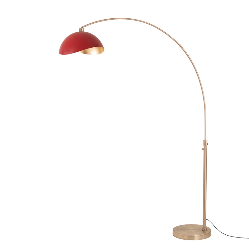 Luna Bella Arc Floor Lamp - Red Finish Black Marble Base Dimmer Switch