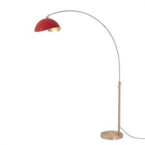 Luna Bella Arc Floor Lamp - Red Finish Black Marble Base Dimmer Switch