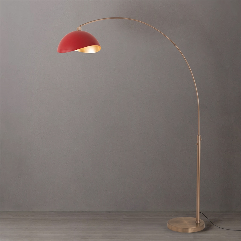 Luna Bella Arc Floor Lamp - Red Finish Black Marble Base Dimmer Switch